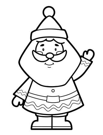 Christmas coloring book or page for kids. Santa claus black and white vector illustrationのイラスト素材