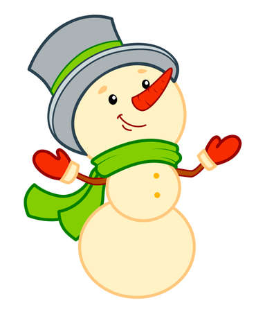 Christmas cartoons clip art. Snowman clipart vector illustrationのイラスト素材