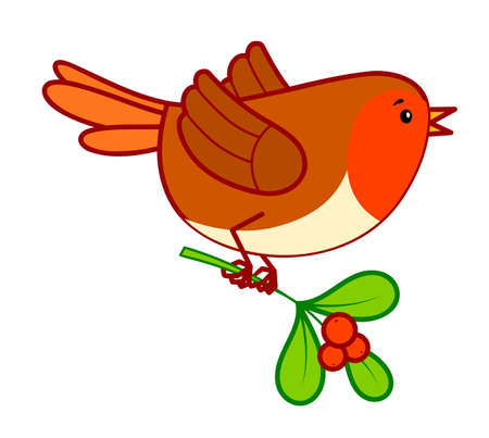 Christmas cartoons clip art. Christmas Bird clipart vector illustrationのイラスト素材