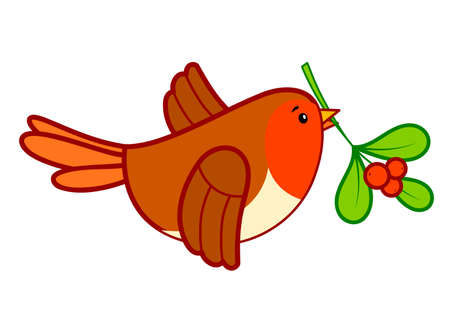 Christmas cartoons clip art. Christmas Bird clipart vector illustrationのイラスト素材