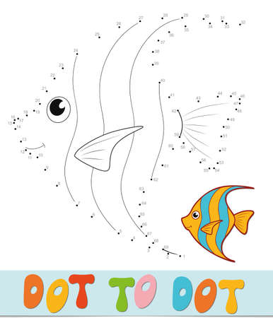 Dot to dot puzzle. Connect dots game. fish vector illustrationのイラスト素材