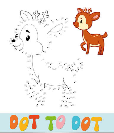 Dot to dot puzzle. Connect dots game. deer vector illustrationのイラスト素材