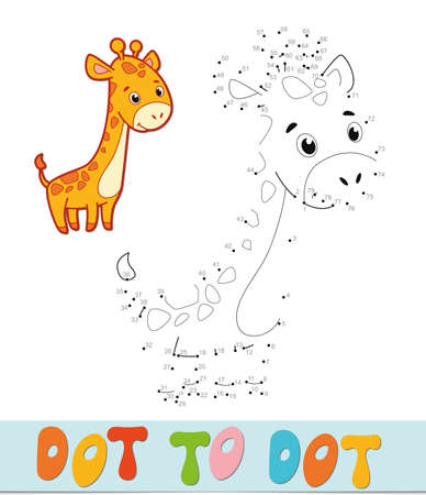 Dot to dot puzzle. Connect dots game. giraffe vector illustrationのイラスト素材