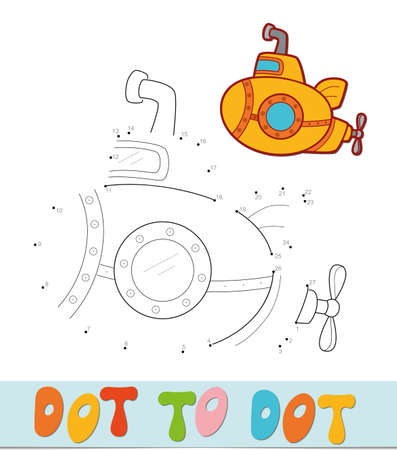 Dot to dot puzzle. Connect dots game. Submarine vector illustrationのイラスト素材