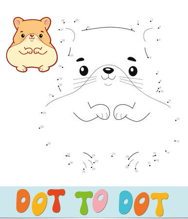 Dot to dot puzzle. Connect dots game. hamster vector illustrationのイラスト素材