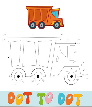 Dot to dot puzzle. Connect dots game. truck vector illustrationのイラスト素材