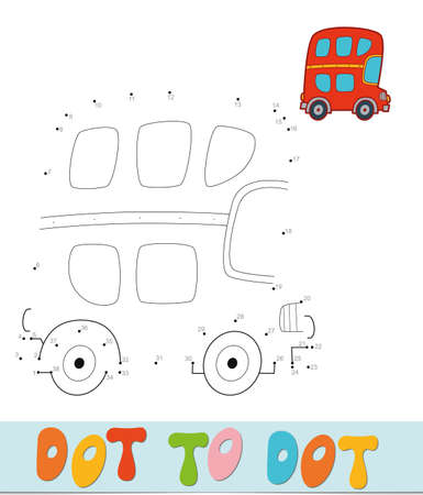 Dot to dot puzzle. Connect dots game. bus vector illustrationのイラスト素材