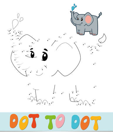 Dot to dot puzzle. Connect dots game. elephant vector illustrationのイラスト素材