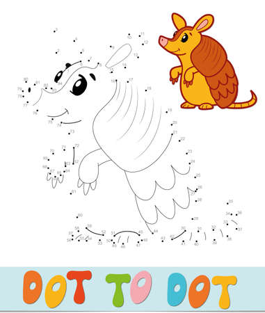 Dot to dot puzzle. Connect dots game. armadillo vector illustrationのイラスト素材