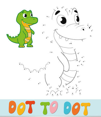 Dot to dot puzzle. Connect dots game. crocodile vector illustrationのイラスト素材