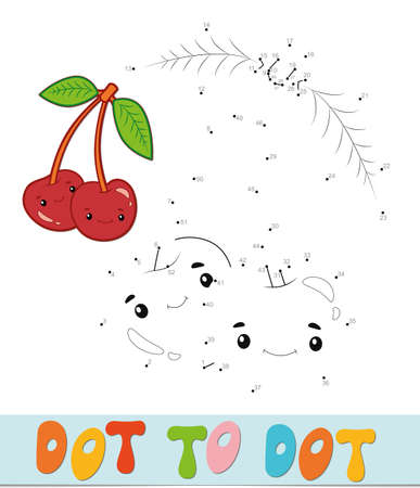 Dot to dot puzzle. Connect dots game. cherry vector illustrationのイラスト素材