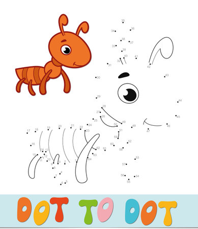 Dot to dot puzzle. Connect dots game. ant vector illustrationのイラスト素材