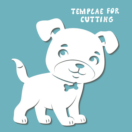Template for laser cutting, wood carving, paper cut. Silhouettes for cutting. Dog vector stencilのイラスト素材