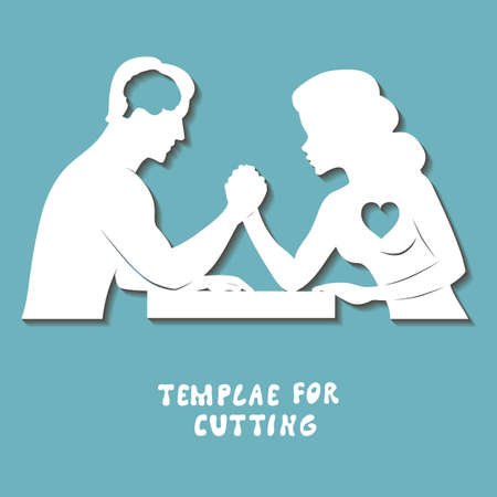 Template for laser cutting, wood carving, paper cut. Silhouettes for cutting. vector stencilのイラスト素材