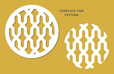 Template for laser cutting, wood carving, paper cut. Circle pattern for cutting. Decorative panel vector stencilのイラスト素材
