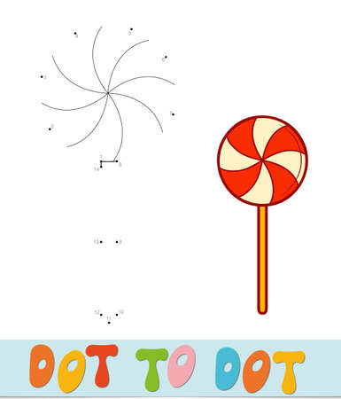 Dot to dot Christmas puzzle. Connect dots game. Candy vector illustrationのイラスト素材