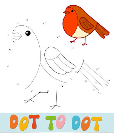 Dot to dot Christmas puzzle. Connect dots game. Bird vector illustrationのイラスト素材