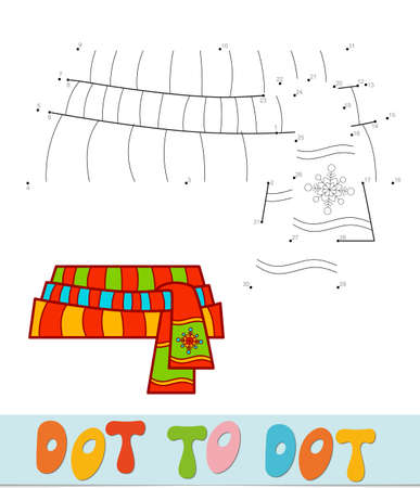 Dot to dot Christmas puzzle. Connect dots game. Scarf vector illustrationのイラスト素材