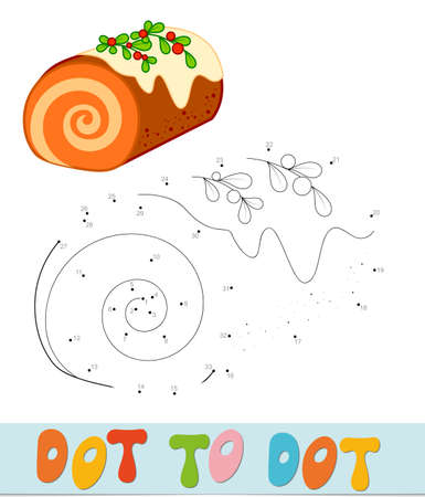 Dot to dot Christmas puzzle. Connect dots game. Dessert vector illustrationのイラスト素材