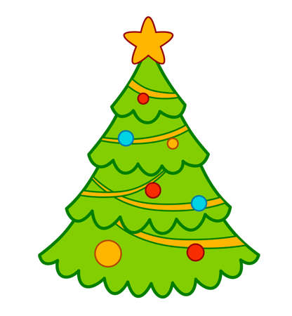Christmas cartoons clip art. Christmas tree vector illustrationのイラスト素材