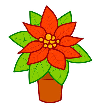 Christmas cartoons clip art. Poinsettia vector illustrationのイラスト素材
