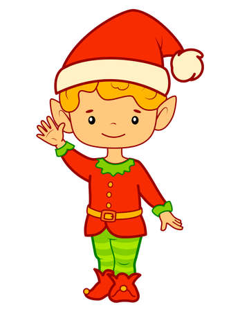 Christmas cartoons clip art. Christmas elf vector illustrationのイラスト素材