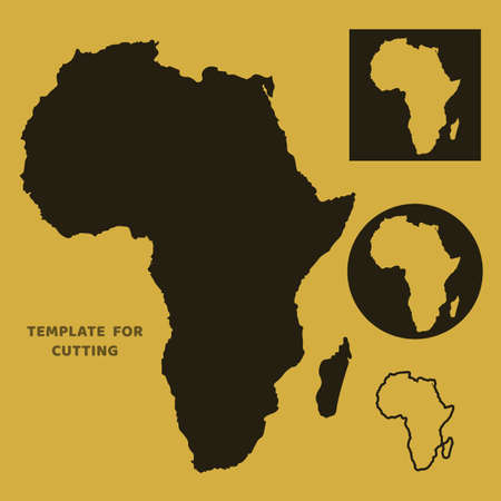 Africa map Template for laser cutting, wood carving, paper cut. Silhouettes for cutting. Africa map vector stencil.のイラスト素材