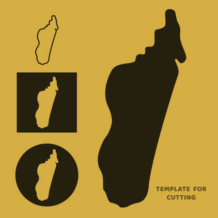 Madagascar map Template for laser cutting, wood carving, paper cut. Silhouettes for cutting. Cat vector stencil.のイラスト素材