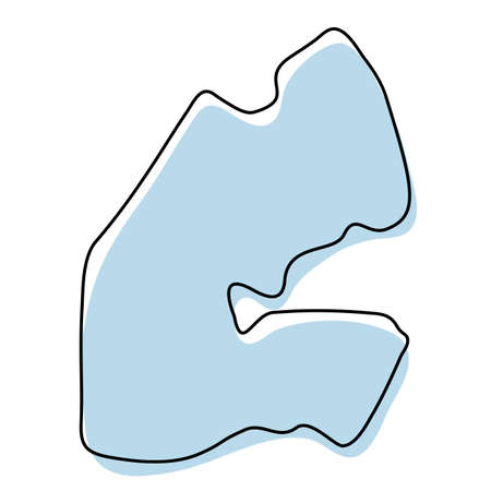 Stylized simple outline map of Djibouti icon. Blue sketch map of Djibouti vector illustrationのイラスト素材