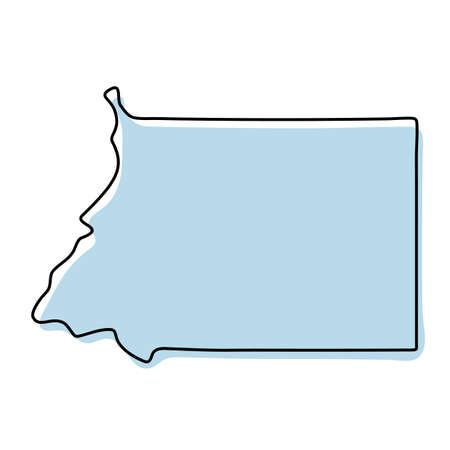 Stylized simple outline map of Equatorial Guinea icon. Blue sketch map of Equatorial Guinea vector illustrationのイラスト素材