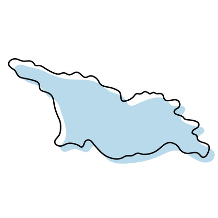 Stylized simple outline map of Georgia icon. Blue sketch map of Georgia vector illustrationのイラスト素材