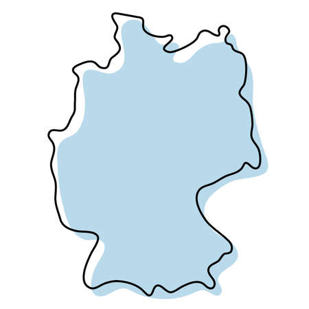 Stylized simple outline map of Germany icon. Blue sketch map of Germany vector illustrationのイラスト素材