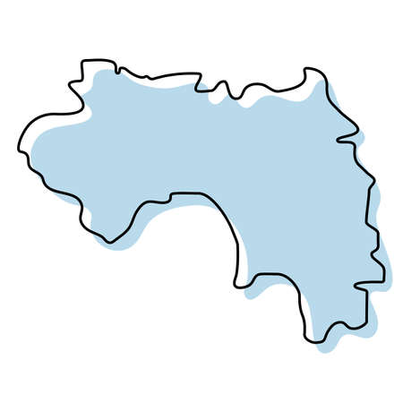 Stylized simple outline map of Guinea icon. Blue sketch map of Guinea vector illustrationのイラスト素材