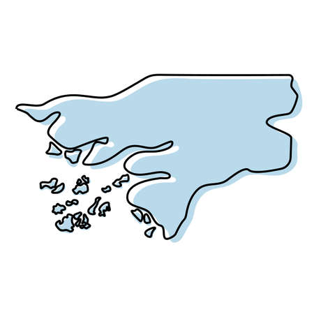 Stylized simple outline map of Guinea bissau icon. Blue sketch map of Guinea bissau vector illustrationのイラスト素材