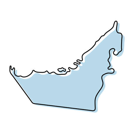 Stylized simple outline map of United Arab Emirates icon. Blue sketch map of United Arab Emirates vector illustrationのイラスト素材