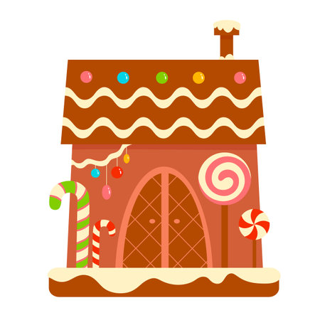 Christmas cartoons clip art. Gingerbread house clipart vector illustrationのイラスト素材