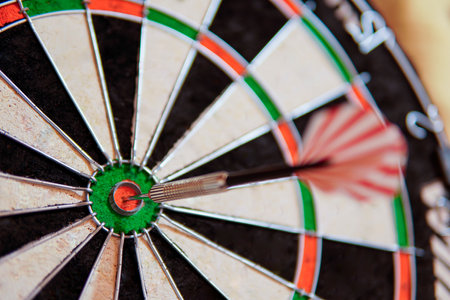 Dart hits the target. close-up. Business concept. high quality