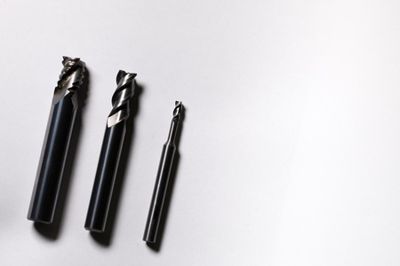 CNC machine bore and milling drill tools isolated on white backgroundの写真素材