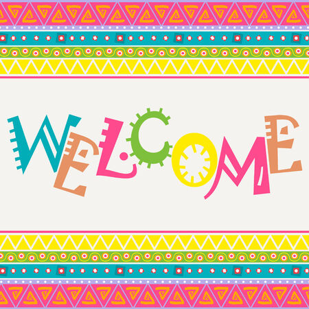 Welcome to the Halloween Party card with African ornament design. Vector illustration.のイラスト素材