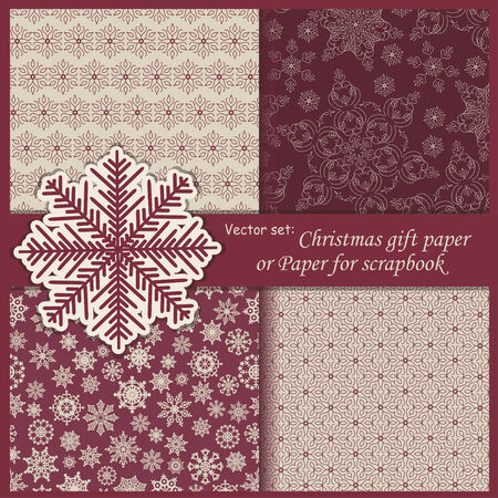 Vector set of Wallpaper, Christmas gift paper or paper for scrapbookのイラスト素材