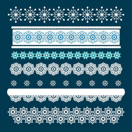 Christmas set of Borders with Snowflakes. Vector illustration.のイラスト素材