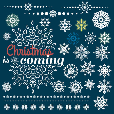 Christmas set of Borders with Snowflakes. Vector illustration.のイラスト素材
