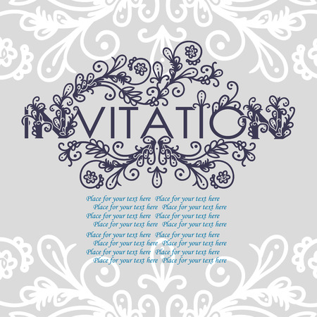Vintage invitation card with lace ornament. Vector illustrationのイラスト素材