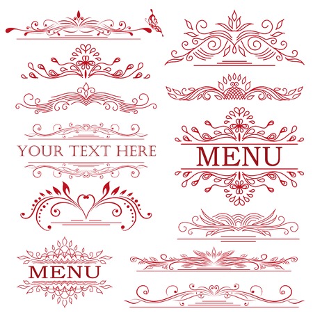 Vector set of calligraphic vintage design elements.のイラスト素材