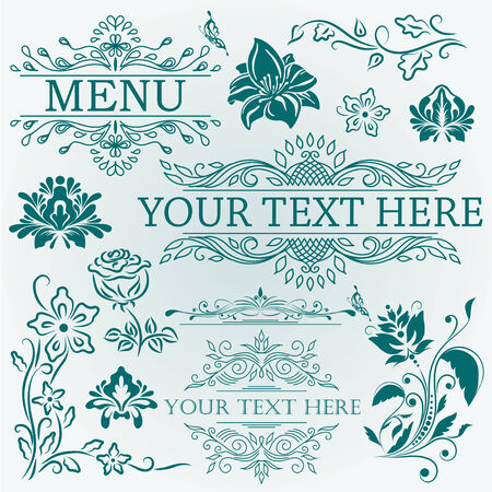 Vector set of calligraphic vintage design elements.のイラスト素材