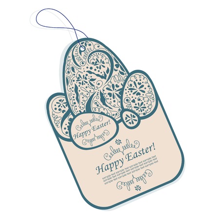 Vector vintage Happy Easter tag. Vector illustrationのイラスト素材