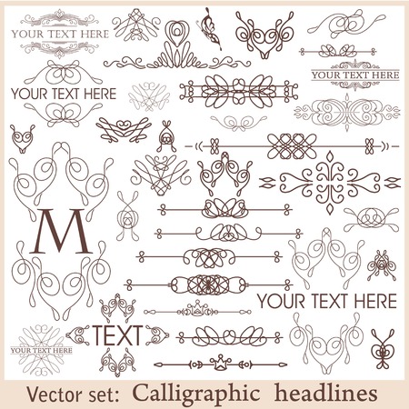 set of calligraphic vintage design elements.のイラスト素材