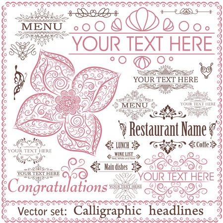 set of calligraphic vintage design elements.のイラスト素材