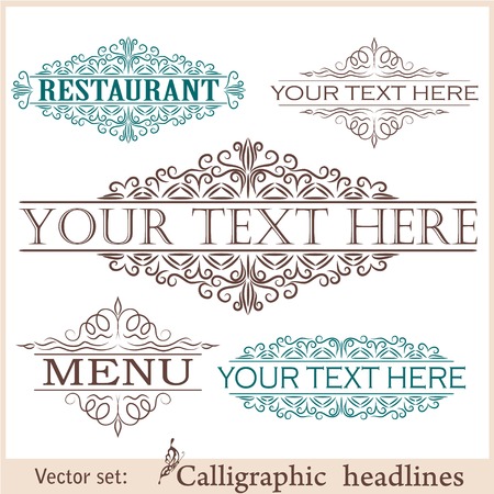set of calligraphic vintage design elements.のイラスト素材
