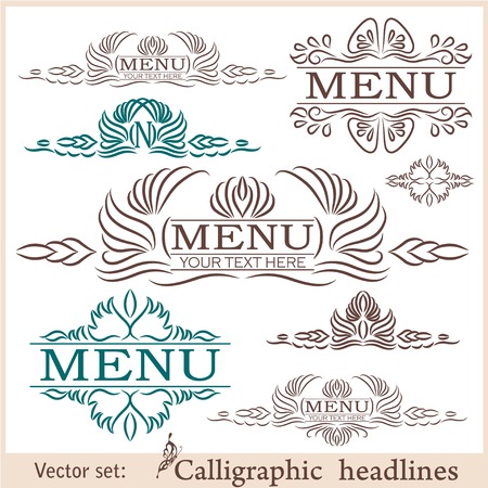 set of calligraphic vintage design elements.のイラスト素材